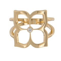 18 Karat Yellow Gold Lotus Diamond Ring by Gumuchian