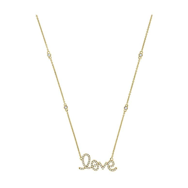 18 Karat Yellow Gold Love Diamond Necklace '1/4 Carat'
