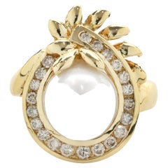 18 Karat Yellow Gold Mabe Pearl and Diamond Cocktail Ring