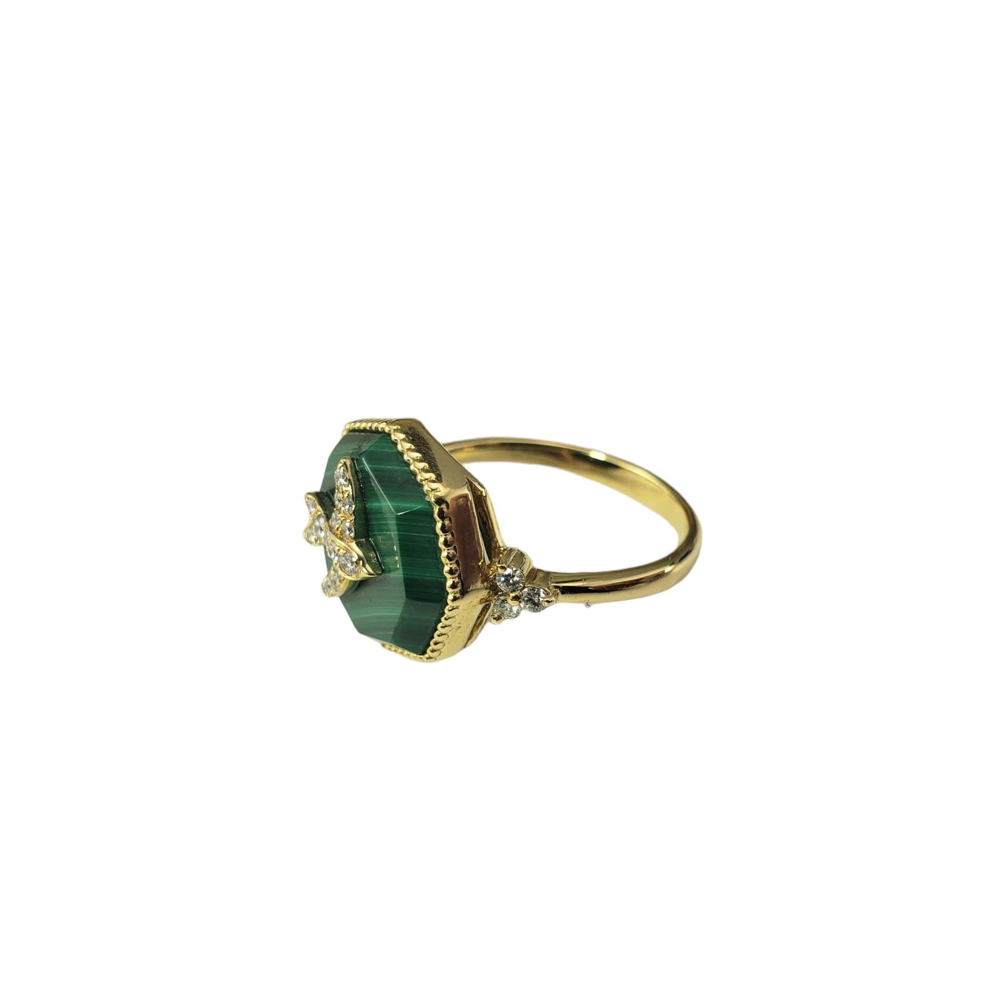 Taille brillant Bague en or jaune 18 carats, malachite et diamant taille 5,75 n°17728 en vente