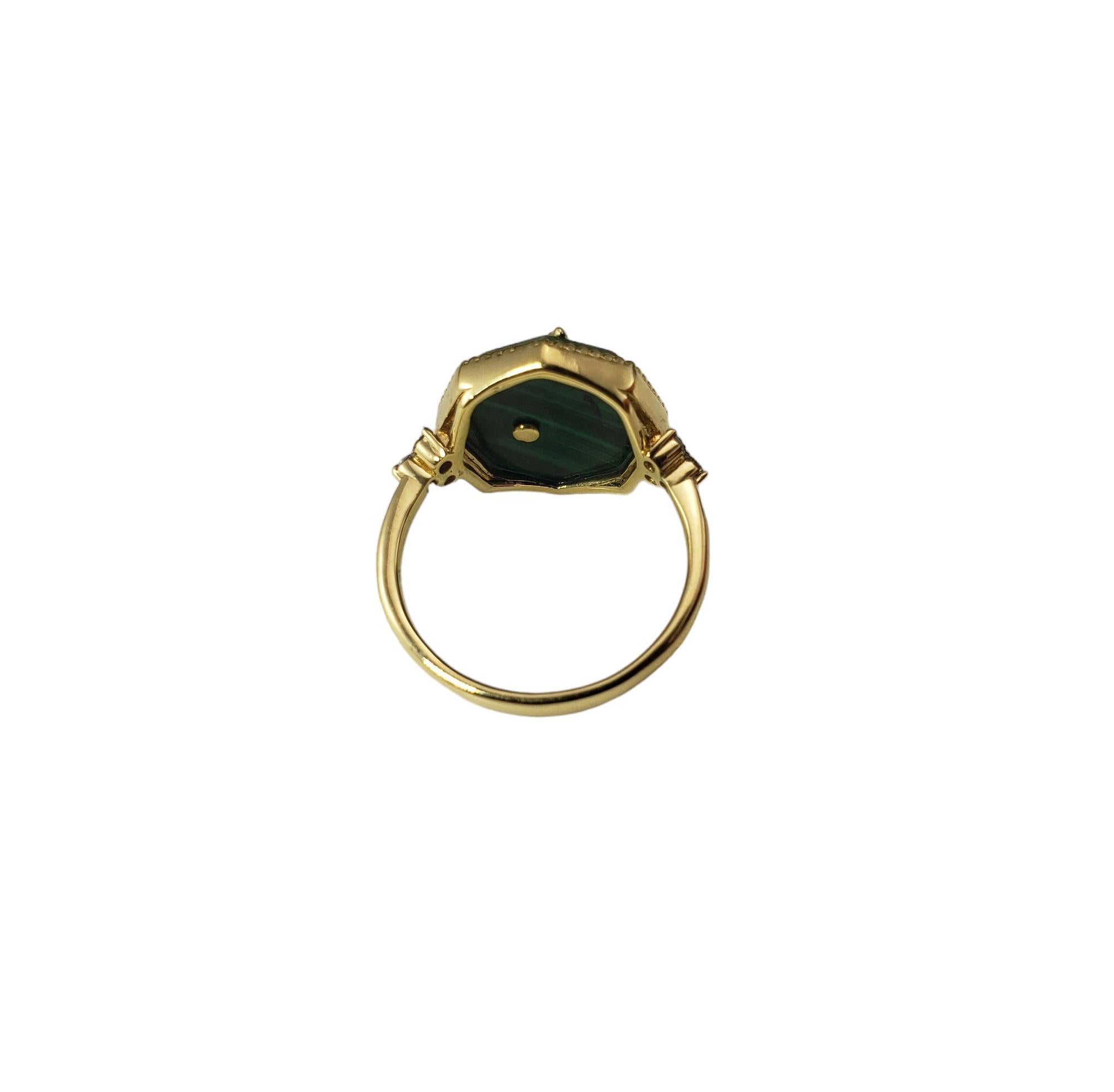 Women's 18 Karat Yellow Gold Malachite and Diamond Ring Size 5.75 #17728 For Sale