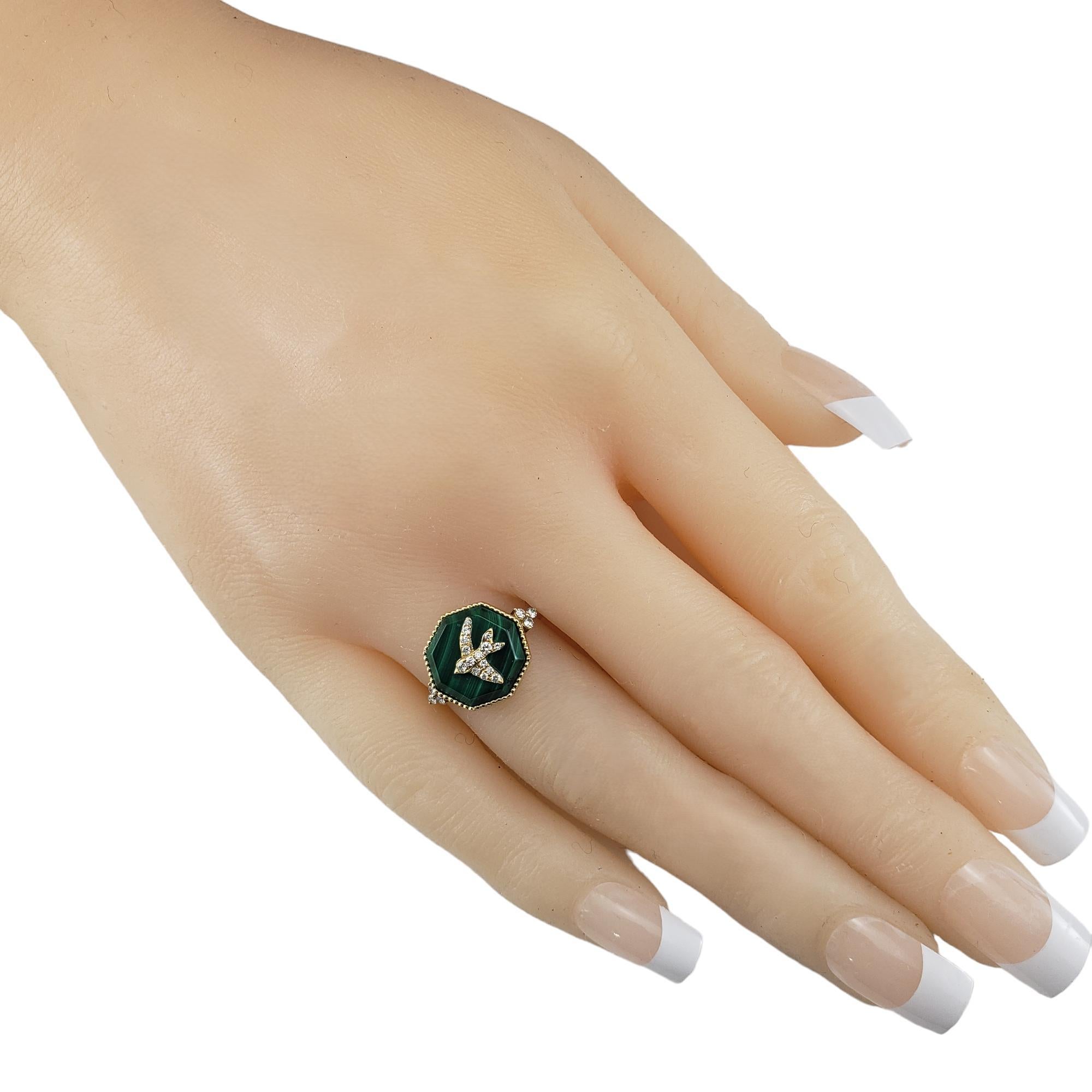 18 Karat Yellow Gold Malachite and Diamond Ring Size 5.75 #17728 For Sale 2