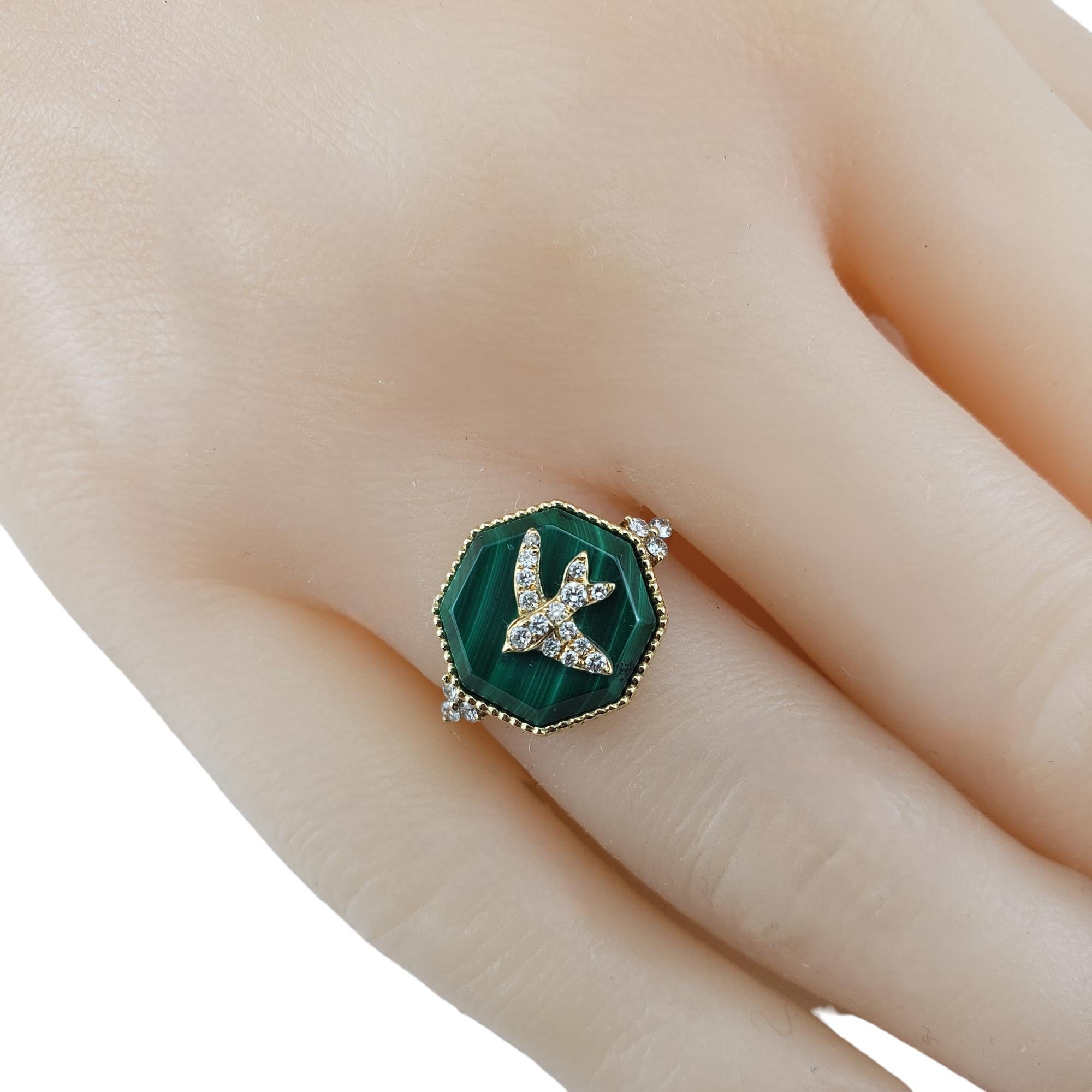 18 Karat Yellow Gold Malachite and Diamond Ring Size 5.75 #17728 For Sale 3