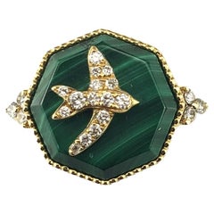 18 Karat Gelbgold Malachit und Diamant-Ring Größe 5,75 #17728
