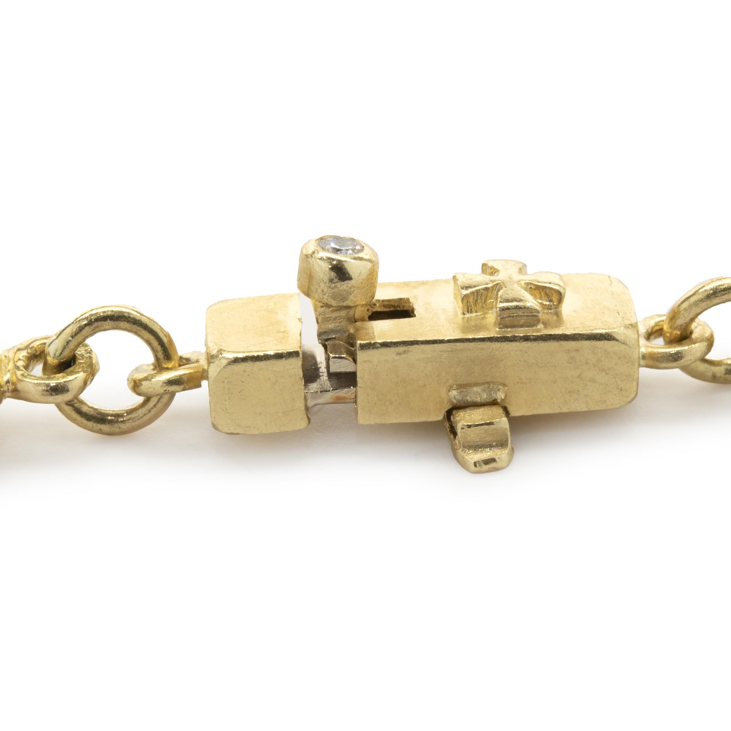 18 Karat Gelbgold Diamant-Halskette mit Malteserkreuz (Carréschliff)