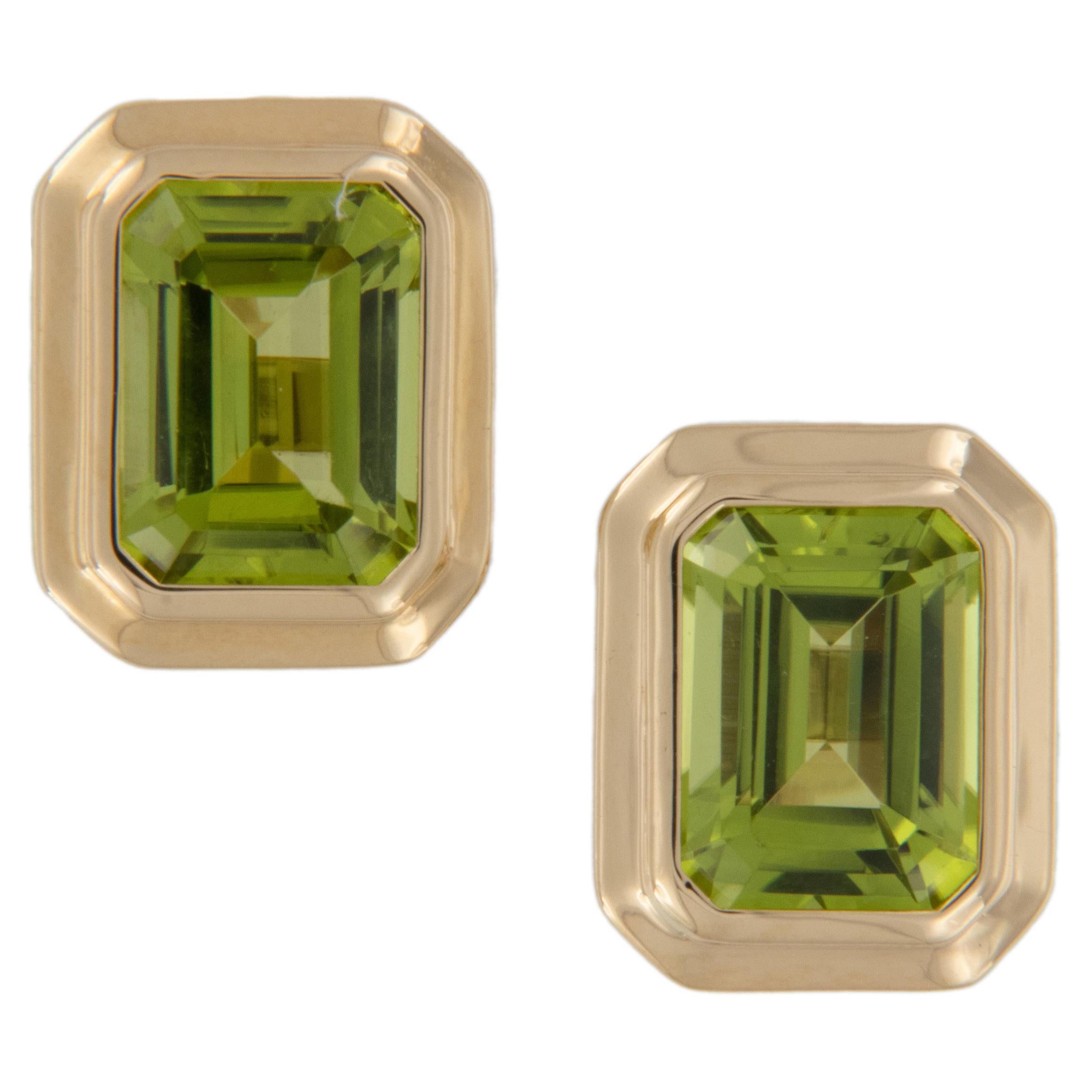 Pendientes de oro amarillo de 18 quilates "Manhattan" de peridoto de Goshwara