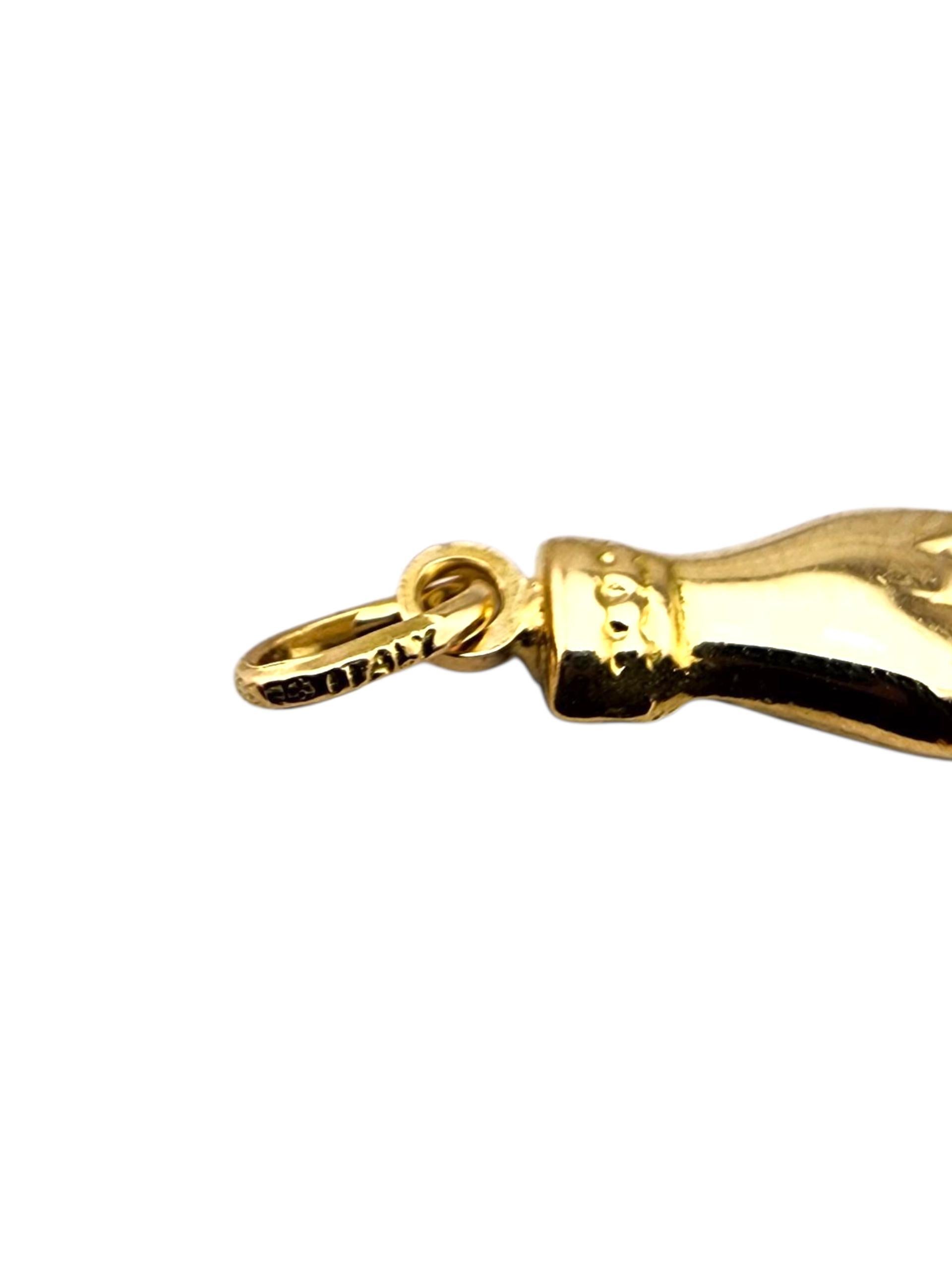 Ciondolo Mano Cornuto in oro giallo 18 carati #23167 in vendita 2