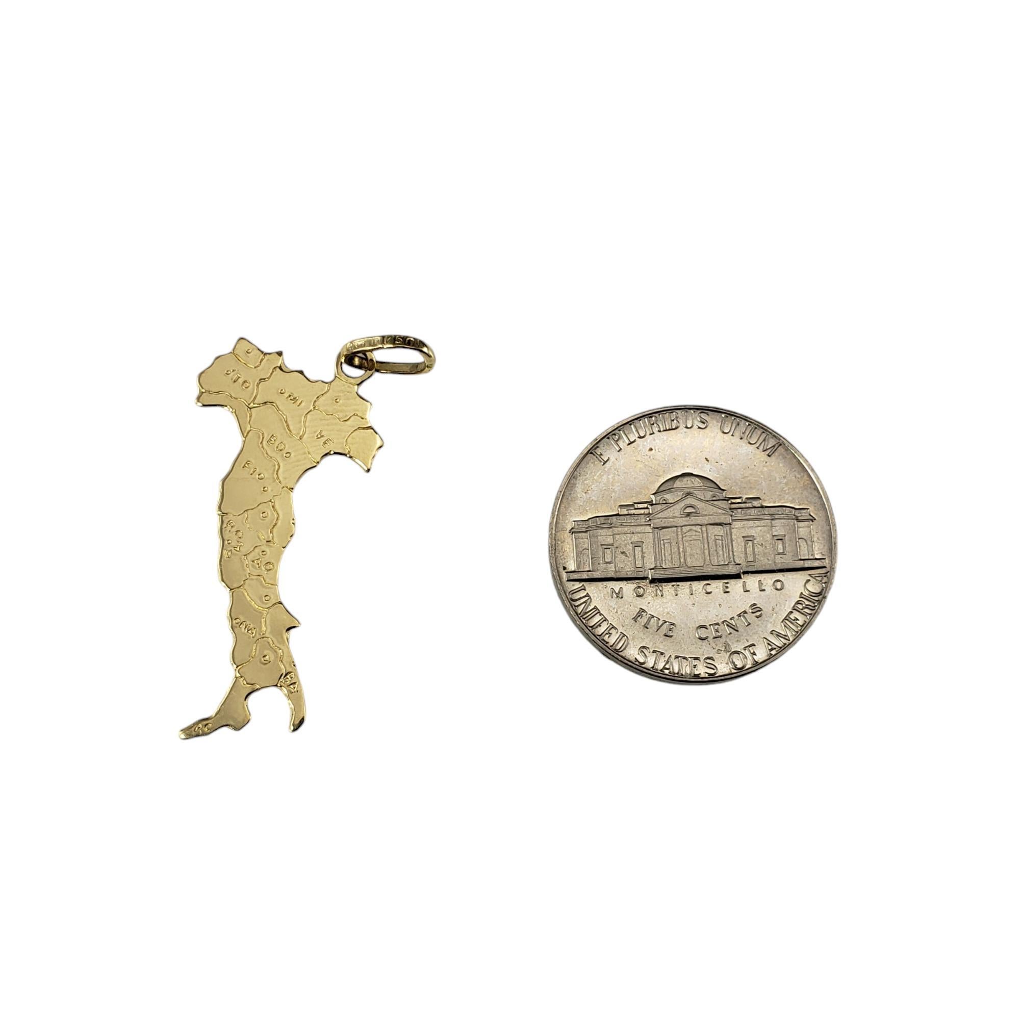 Women's 18 Karat Yellow Gold Map of Italy Charm Pendant #19163