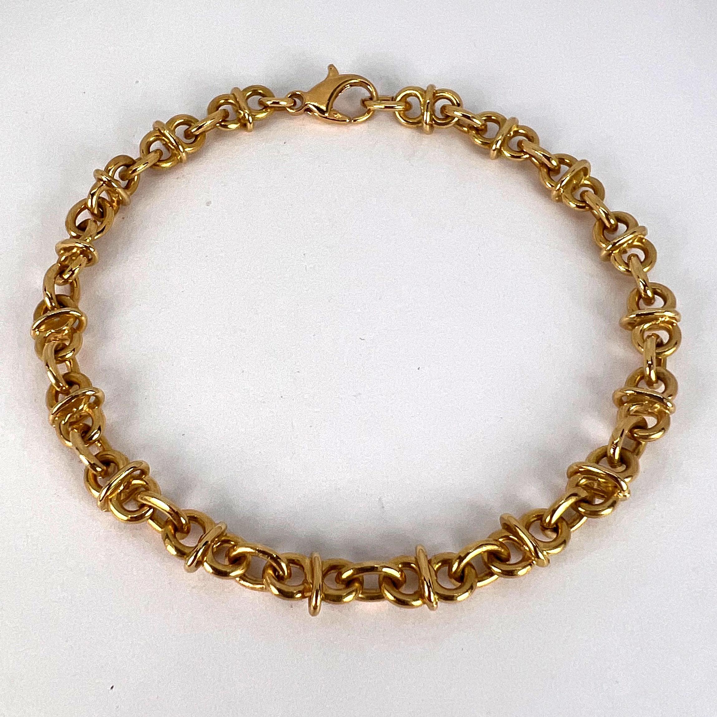 18 Karat Yellow Gold Mariner Chain Link Bracelet For Sale 7