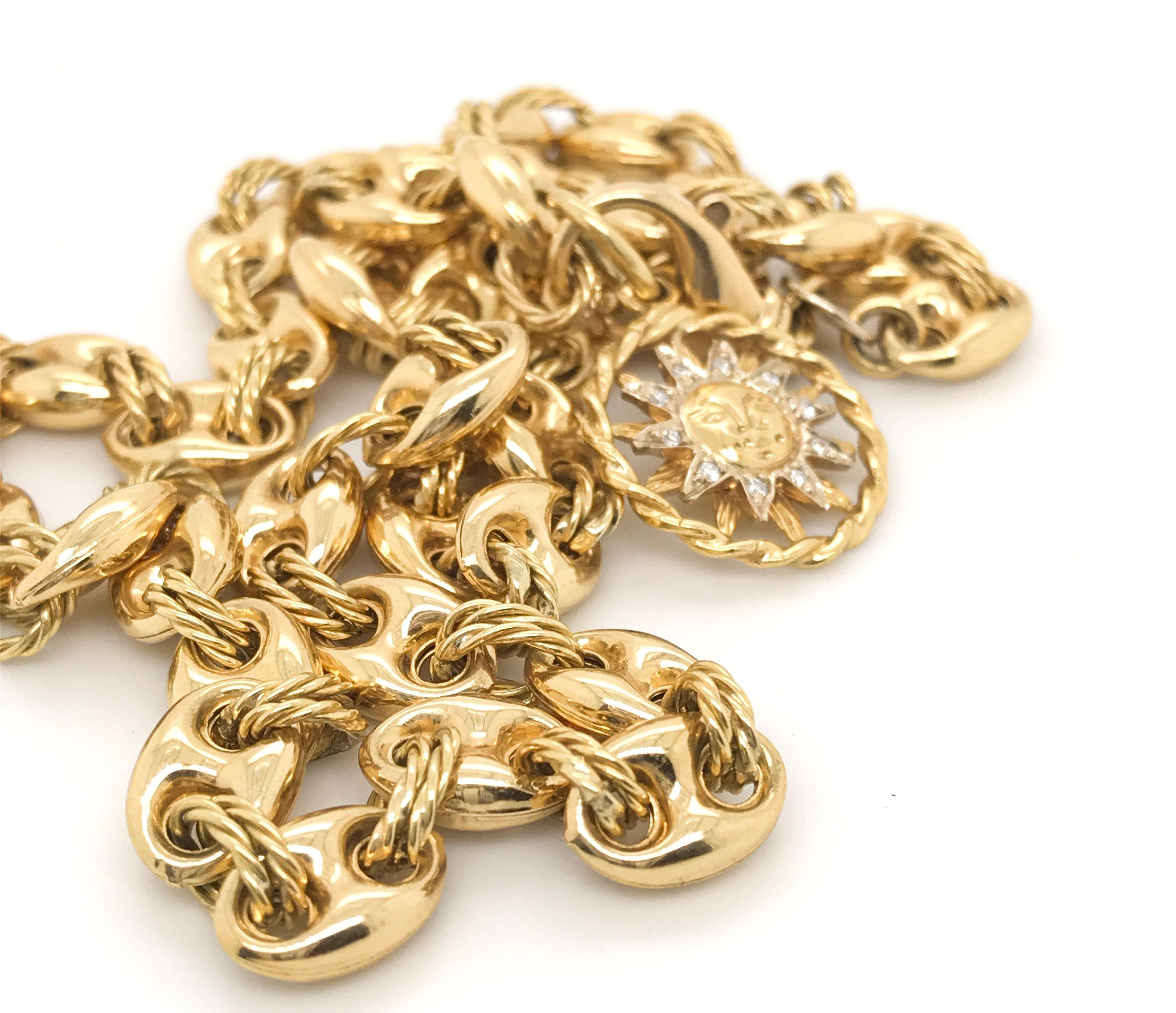 A great chain for everyday wear and this nautical link is so popular. Crafted from 18k yellow gold, the mariner style (Gucci) link is connected together with double twisted rope links which is such a classic look. Nicely detailed and well made, it
