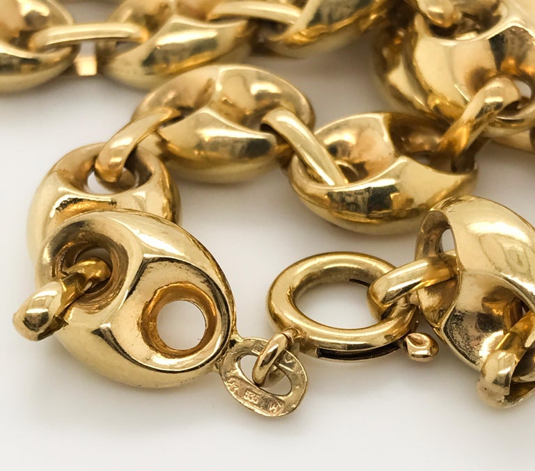 18 Karat Yellow Gold Mariner Style Link Chain Necklace For Sale at 1stdibs