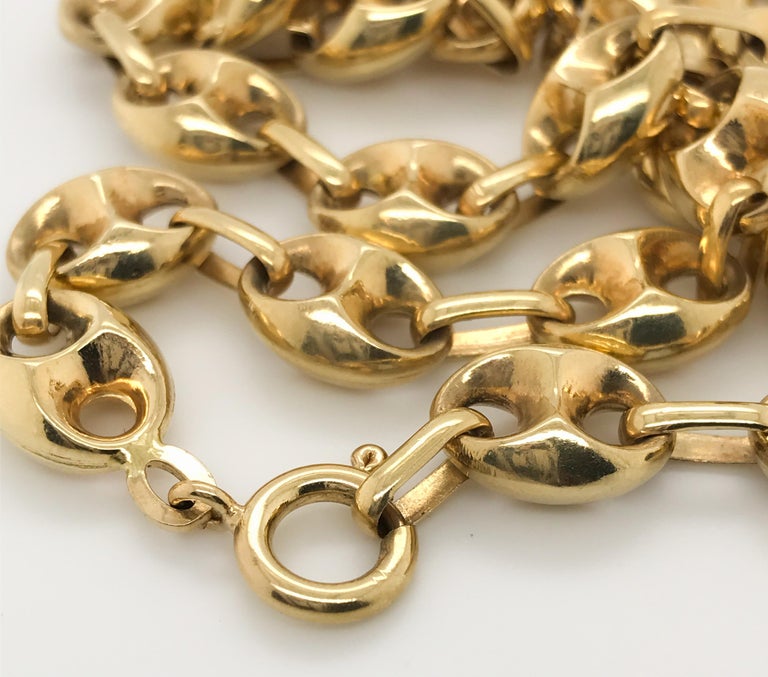 18 Karat Yellow Gold Mariner Style Link Chain Necklace For Sale at 1stdibs