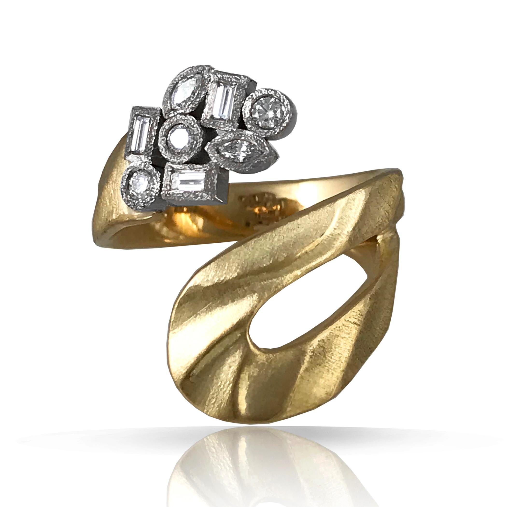 18 Karat Yellow Gold Small Marlene Ring with Diamonds from K.Mita