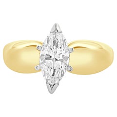 18 Karat Yellow Gold Marquise Cut Diamond Engagement Ring