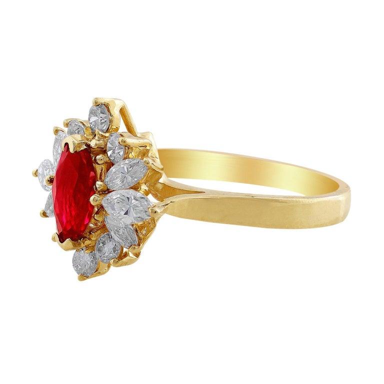 Bague En Or Jaune 18 Carats Avec Rubis - Taille 54, Occasion