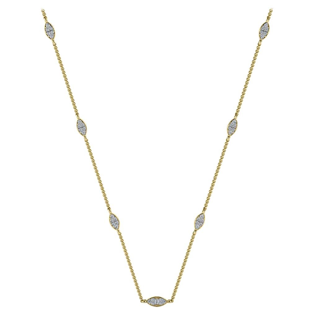 18 Karat Yellow Gold Marquise Diamond Necklace '1/3 Carat'