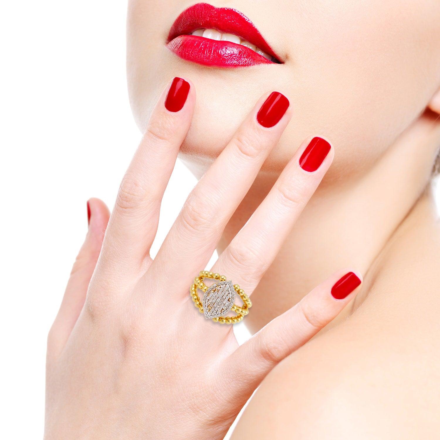 For Sale:  18 Karat Yellow Gold Marquise Diamond Ring 2