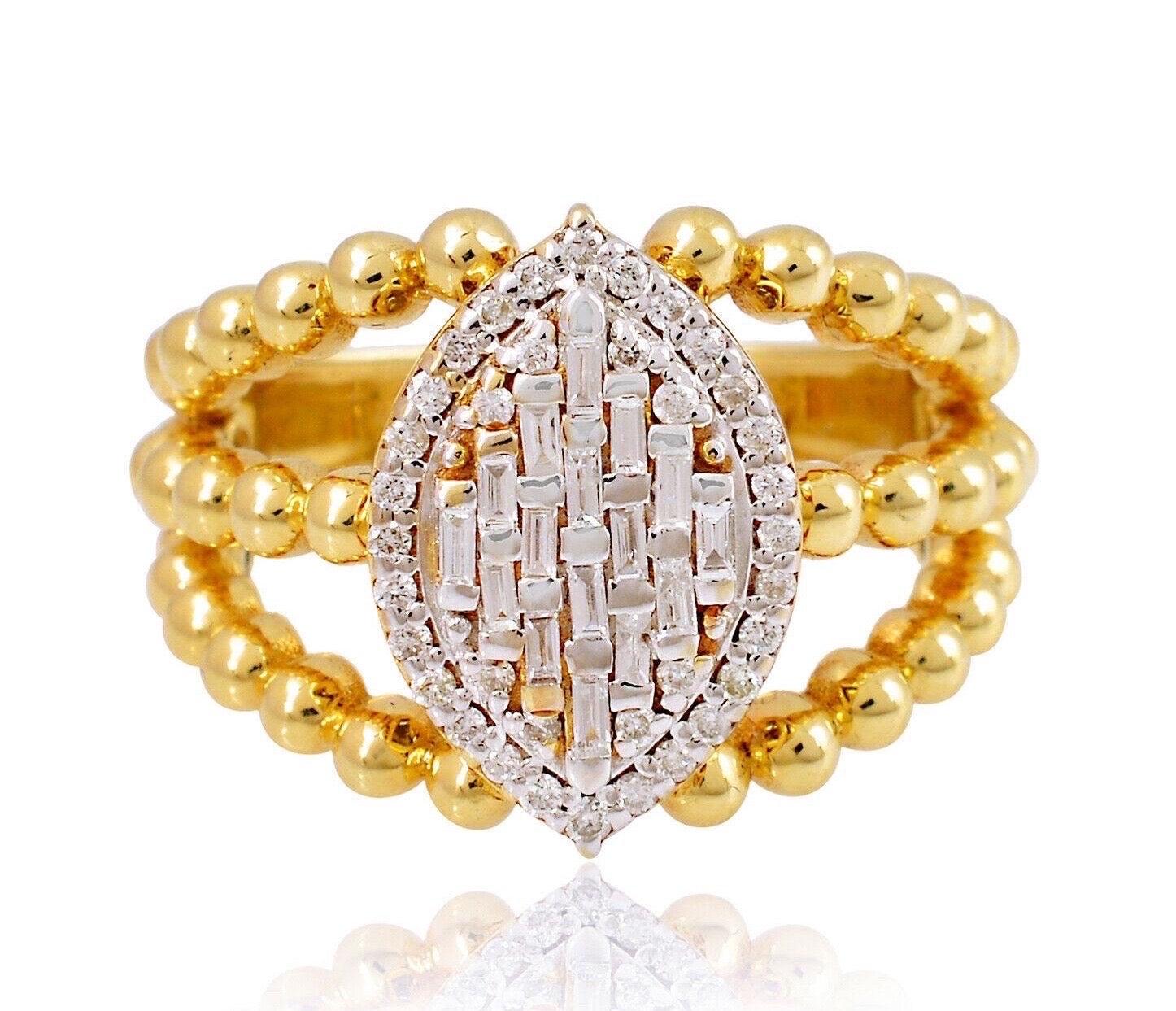 En vente :  Bague marquise en or jaune 18 carats 3