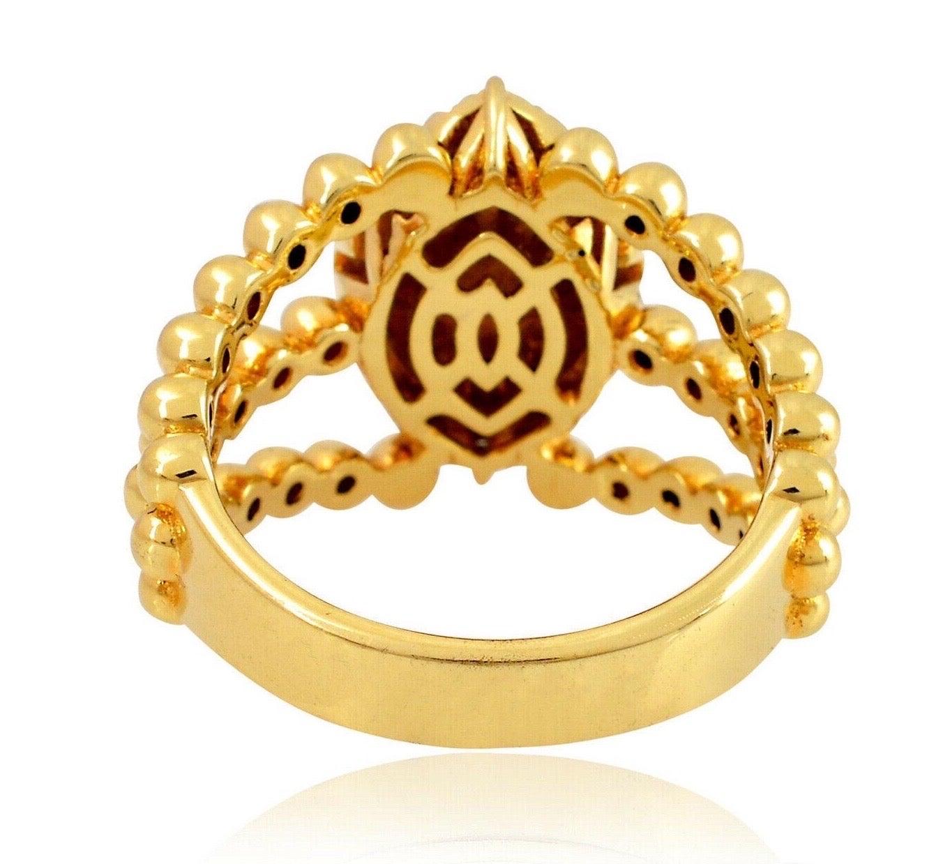 For Sale:  18 Karat Yellow Gold Marquise Diamond Ring 4