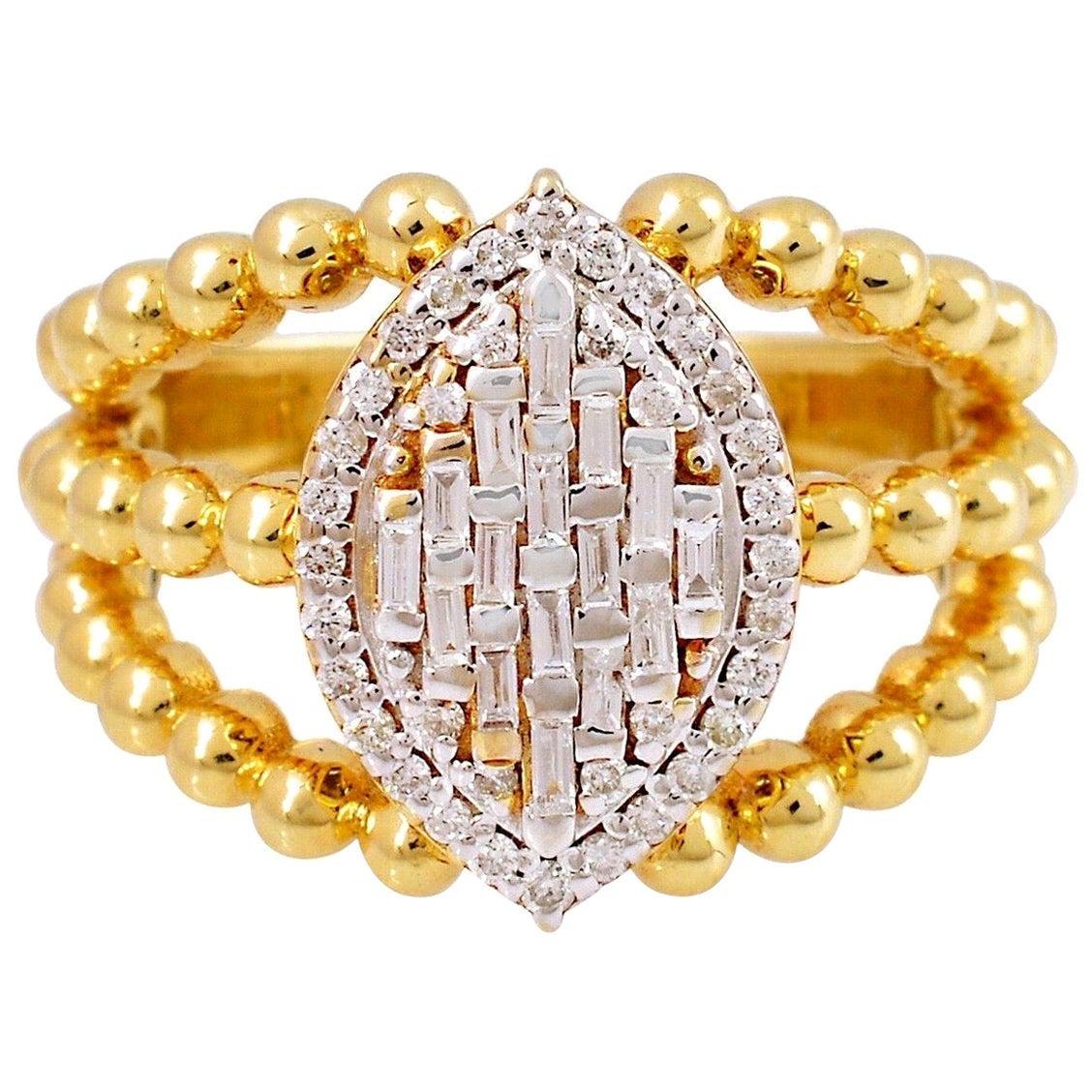 For Sale:  18 Karat Yellow Gold Marquise Diamond Ring