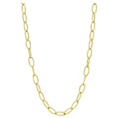 18 Karat Yellow Gold Marquise Link Long Necklace