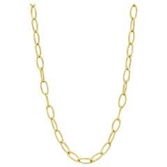 18 Karat Yellow Gold Marquise Link Long Necklace