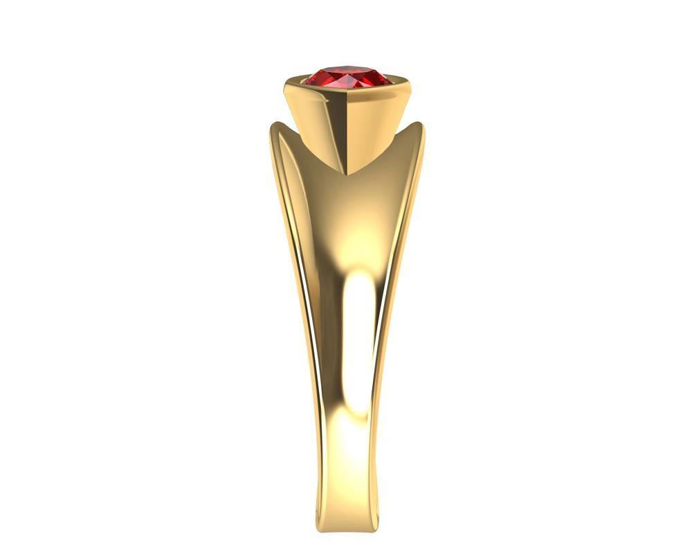 For Sale:  18 Karat Yellow Gold Marquise Ruby 1.1 Carat Sculpture Ring 3