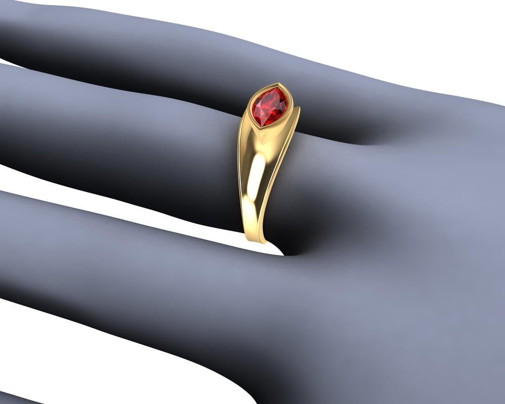 For Sale:  18 Karat Yellow Gold Marquise Ruby 1.1 Carat Sculpture Ring 6