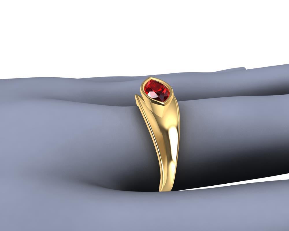 For Sale:  18 Karat Yellow Gold Marquise Ruby 1.1 Carat Sculpture Ring 8