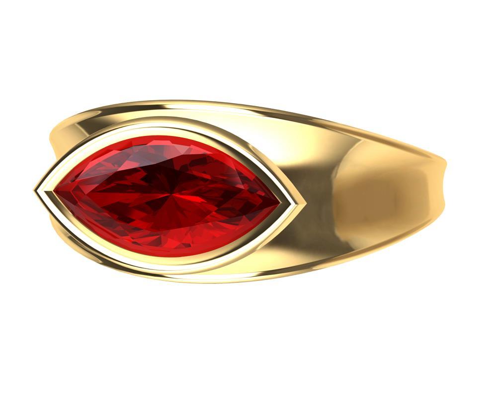 For Sale:  18 Karat Yellow Gold Marquise Ruby 1.1 Carat Sculpture Ring 9