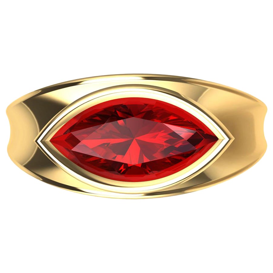 Anello scultura in oro giallo 18 carati con rubino marquise da 1,1 carati