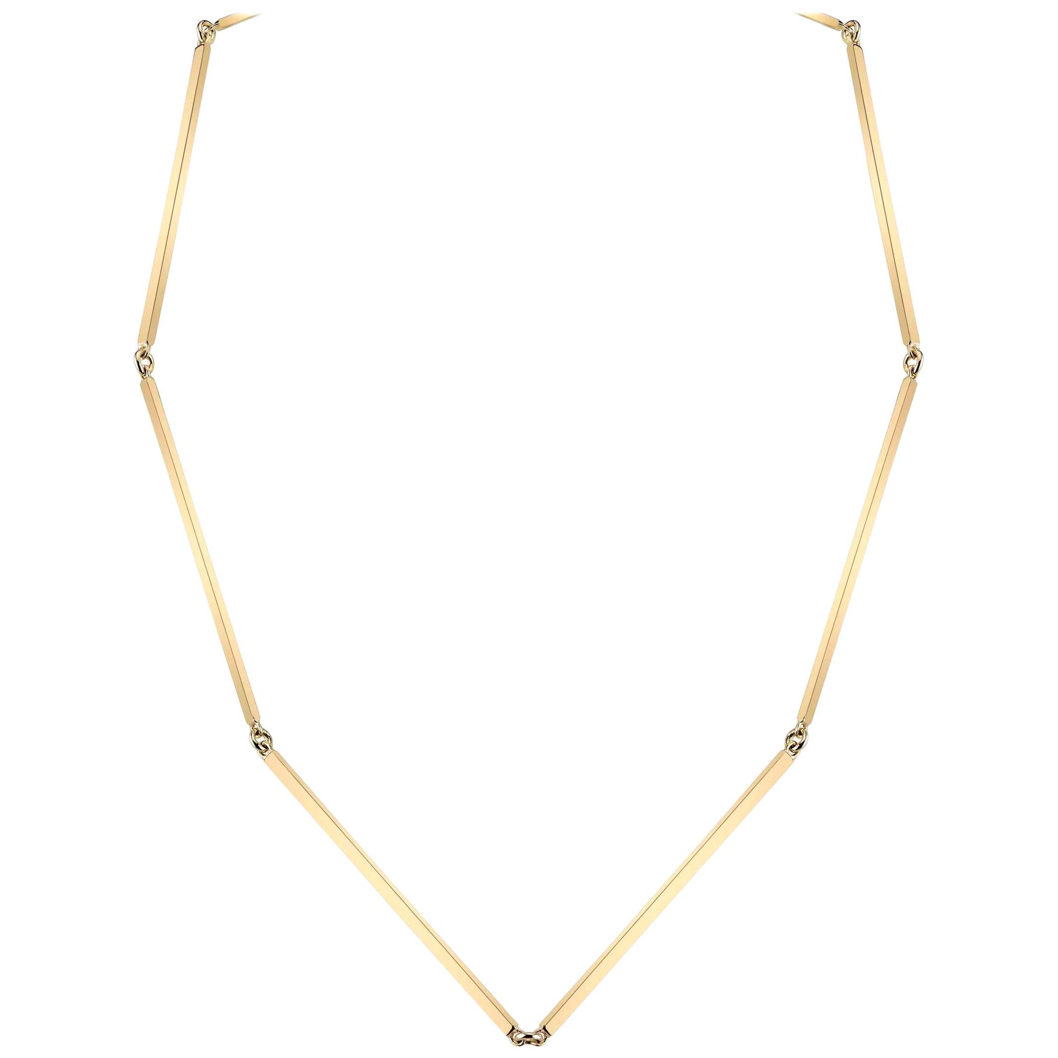 18 Karat Yellow Gold Matchstick Line Necklace