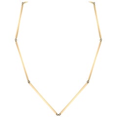 18 Karat Yellow Gold Matchstick Line Necklace