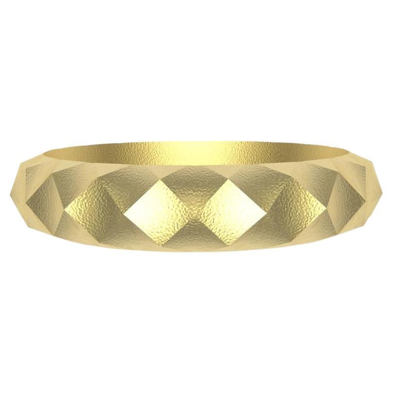 18 Karat Gelbgold Matter Rhombus-Hochzeitsring