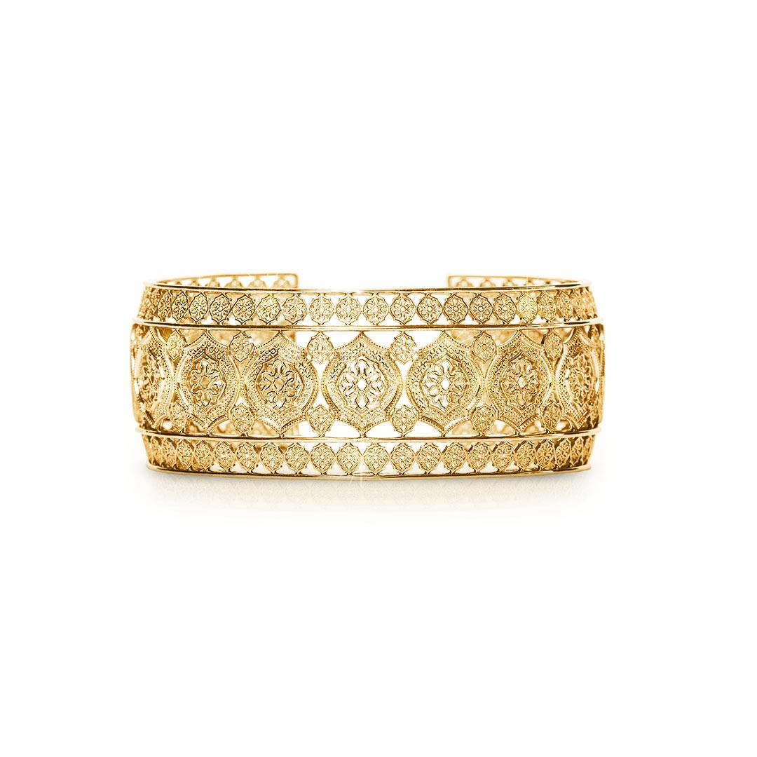18 Karat Yellow Gold Mauresque Cuff Bracelet Natalie Barney In New Condition For Sale In Crows Nest, NSW