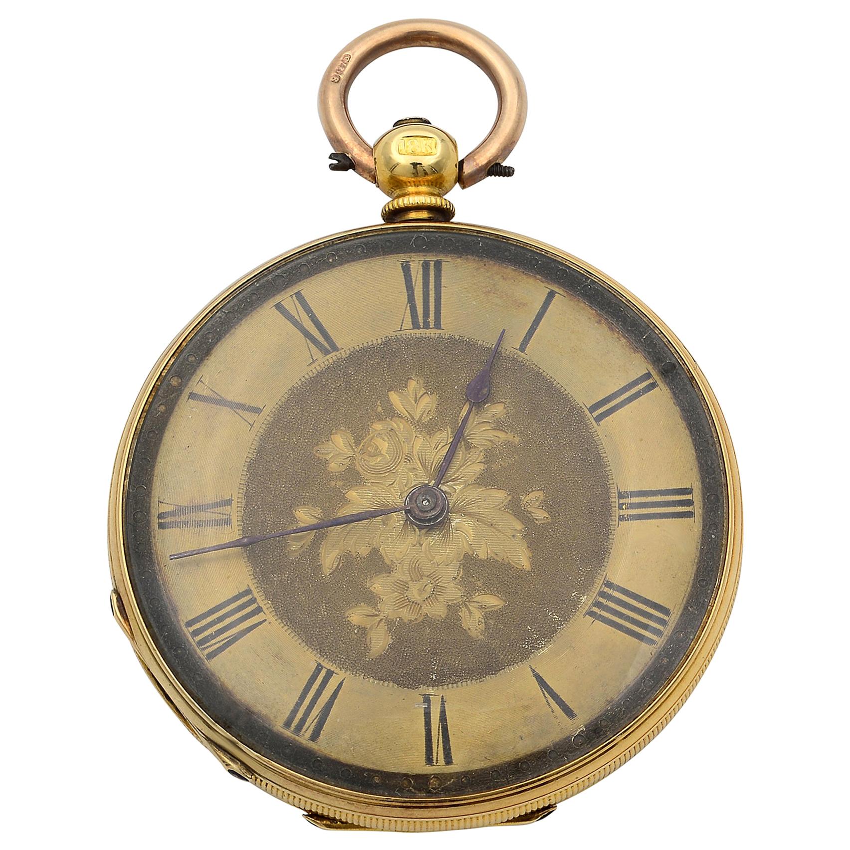18 Karat Gelbgold Mechanische Wind Uhr mit antiker Tasche 34,7 g Uhr