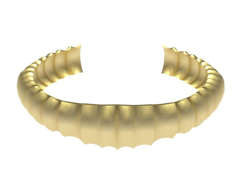 Contemporary 14 Karat Yellow Gold Unisex Concave Cuff Bracelet