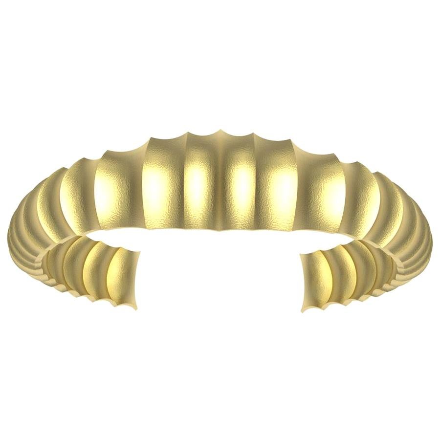 18 Karat Yellow Gold Unisex Concave Cuff Bracelet