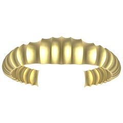 14 Karat Yellow Gold Unisex Concave Cuff Bracelet