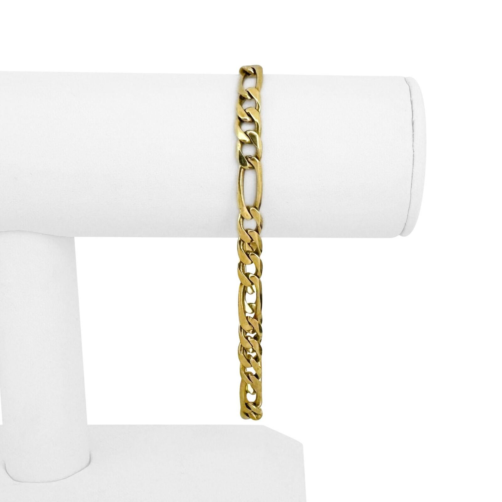 18 Karat Yellow Gold Men's Figaro Link Bracelet  For Sale 2
