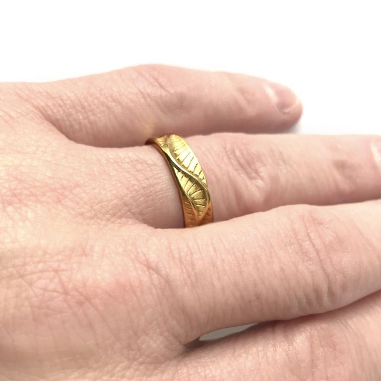 For Sale:  Small 18 Karat Yellow Gold Men's Wave Crest Ring from K.Mita 3