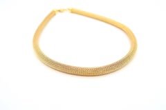 18 Karat Yellow Gold Mesh Tube Stiff Necklace