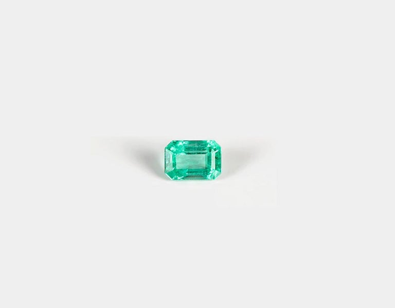 Octagon Cut 18 Karat Yellow Gold Mesopotamia Contemporary Brooch with Emerald For Sale
