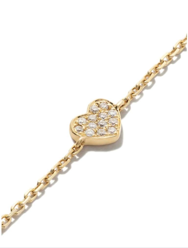 Round Cut 18 Karat Yellow Gold Miami Heart Diamond Bracelet