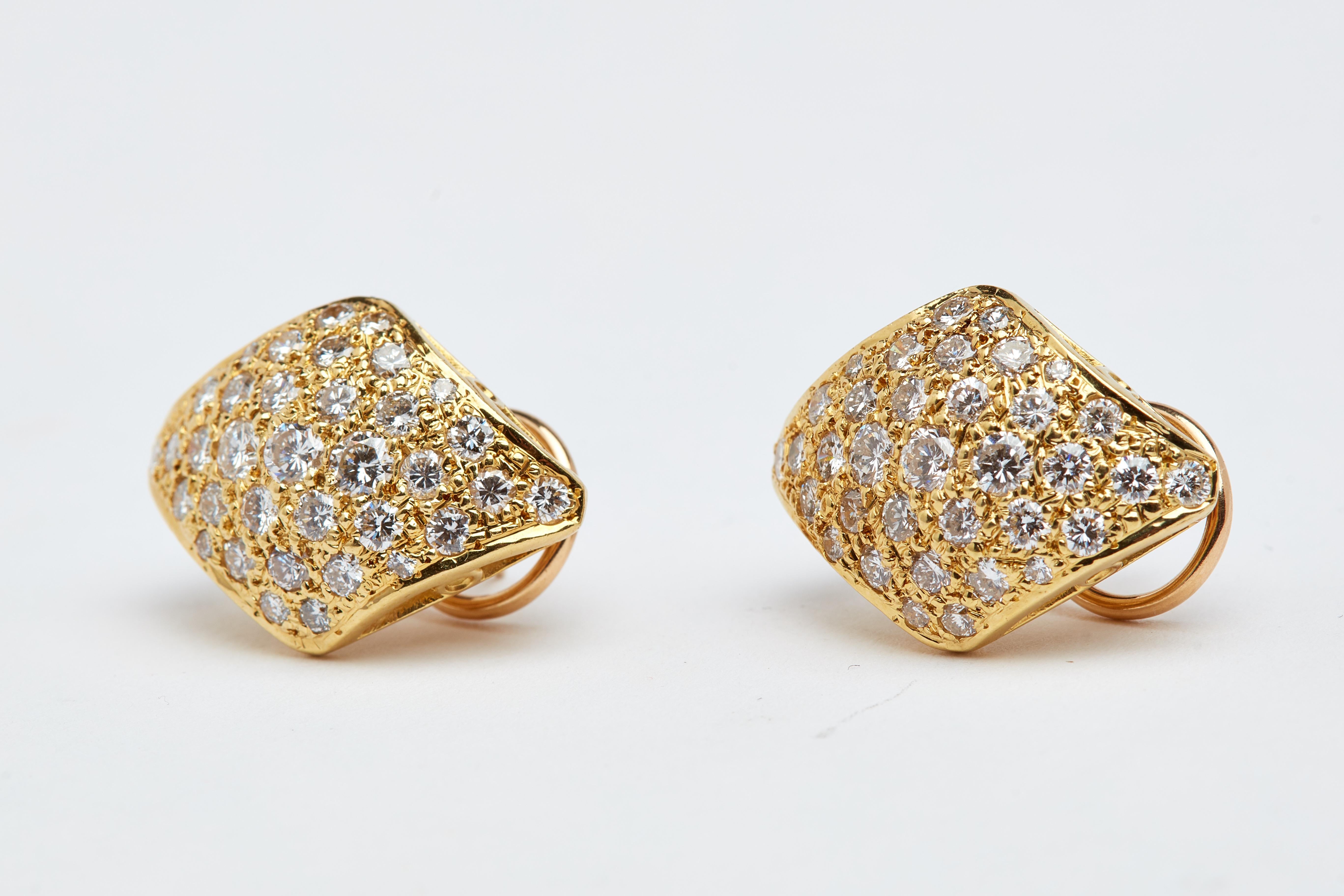 18 Karat Yellow Gold Micro Pave Earrings with 4.50 Carat of White Diamonds 1