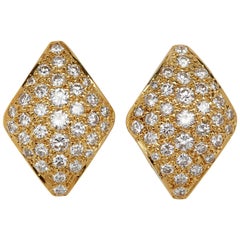 18 Karat Yellow Gold Micro Pave Earrings with 4.50 Carat of White Diamonds