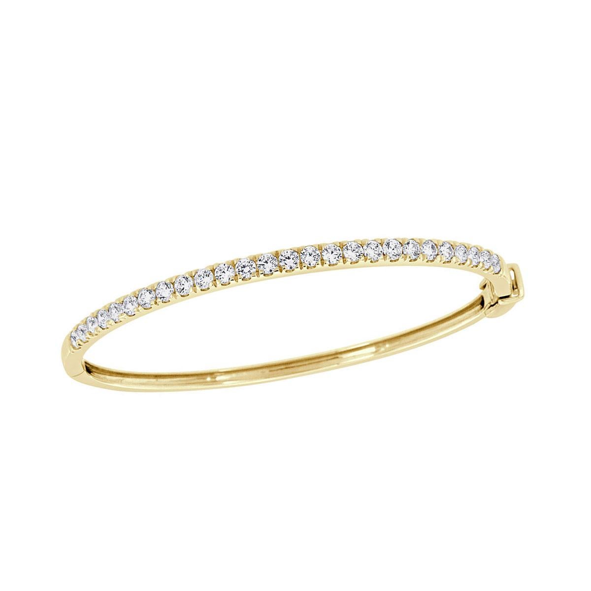 18 Karat Yellow Gold Micro-Prong Diamond Bangle '2 Carat' In New Condition For Sale In San Francisco, CA