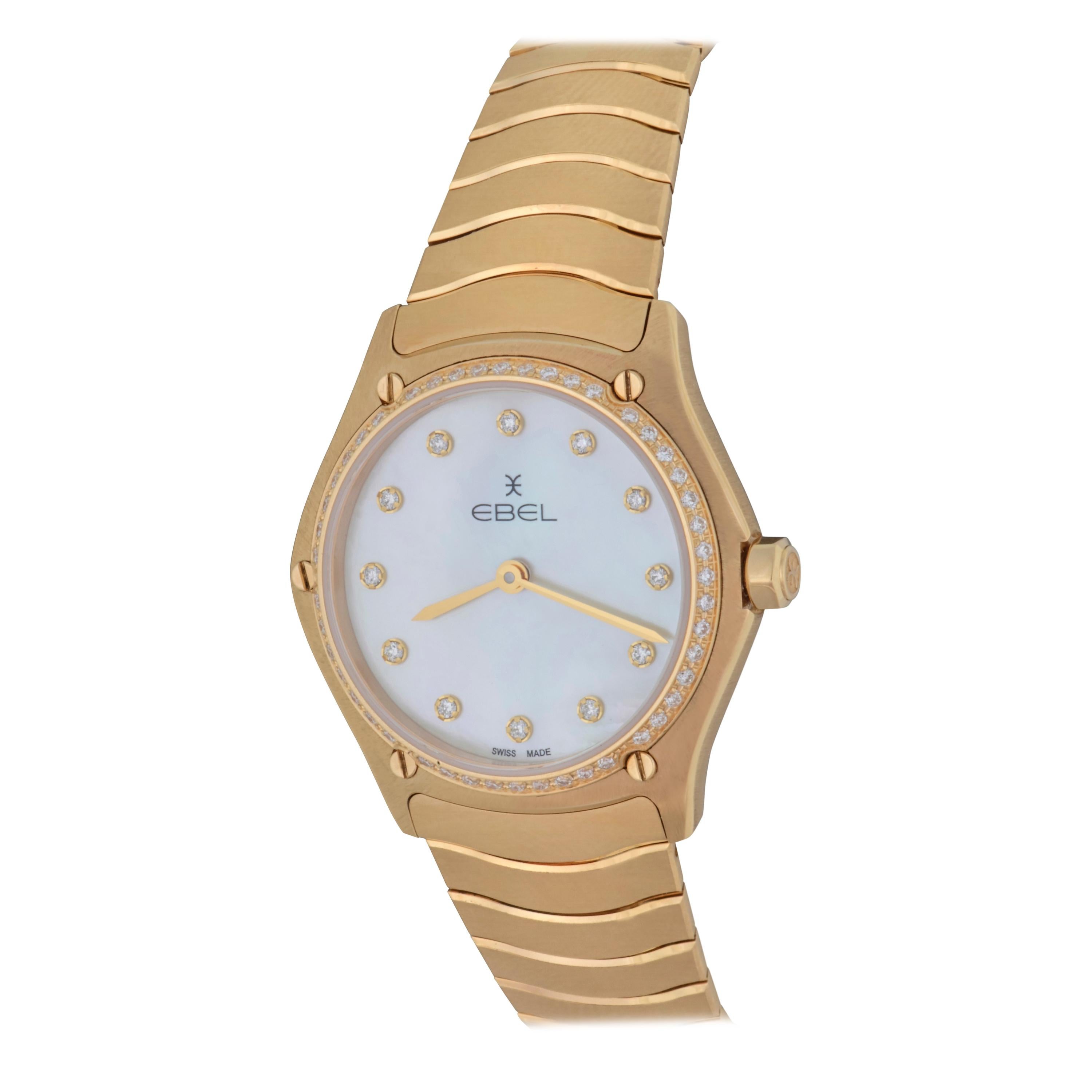 18 Karat Yellow Gold Midsize Ebel Sport Classic Women’s Watch 05.3.50.1096 For Sale