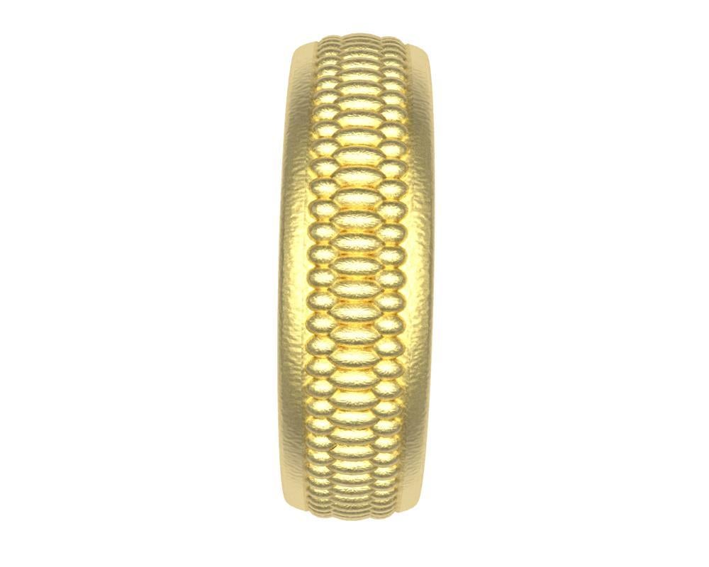 For Sale:  18 Karat Yellow Gold Milgrain Matte Wedding Band 2