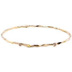 18 Karat Yellow Gold Mimi So Hammered Diamond Bangle Bracelet